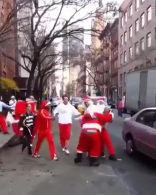 Santa brawl. The Christmas spirit is strong!