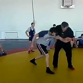 2 on 1, duck under, outside trip to fireman’s carry by the legend Saitiev