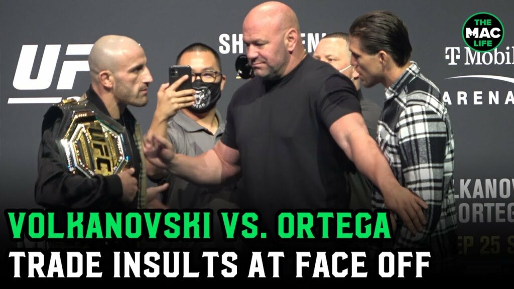 Alexander Volkanovsk and Brian Ortega trade insults at face off | UFC 266 Press Conference