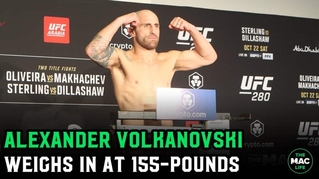 Alexander Volkanovski weighs-in at 155-pounds for first time in UFC career