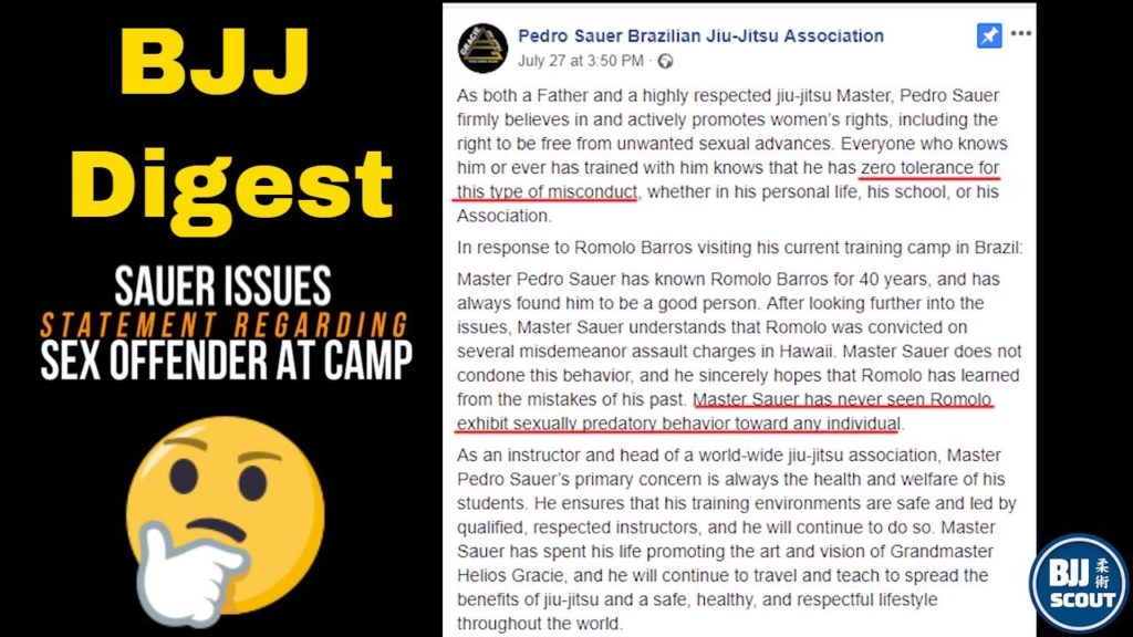 BJJ Digest #35: Sauer Responds To Barros Controversy, Kennedy Hates Sport Jiu Jitsu & More