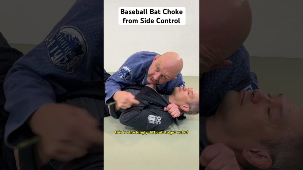 Baseball bat choke from sidecontrol with a wrist pin that makes defending the choke really hard #bjj