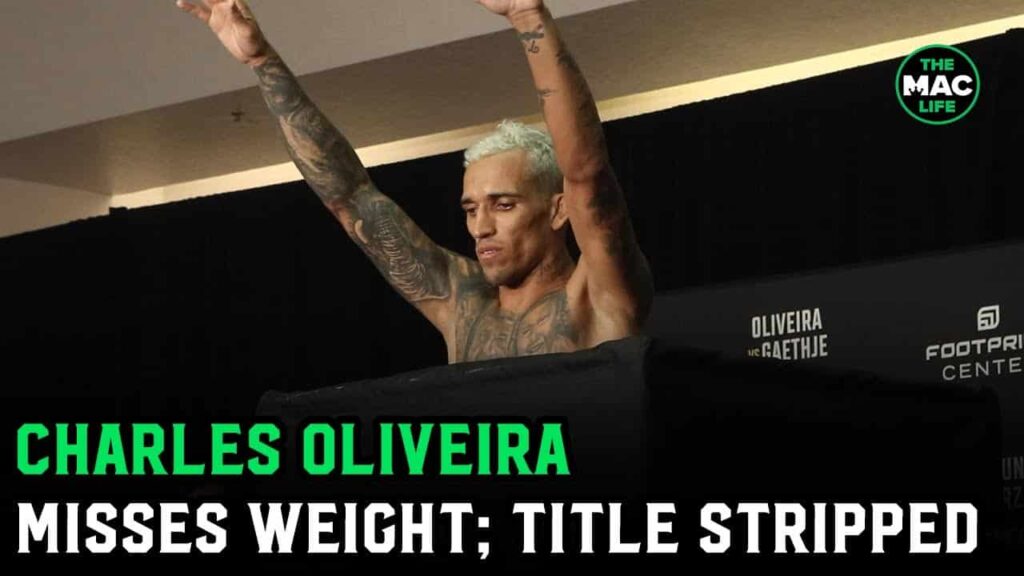 Charles Oliveira MISSES weight for UFC 274; Officially no longer UFC lightweight champion