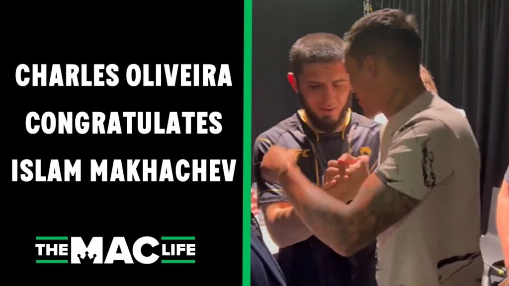 Charles Oliveira congratulates Islam Makhachev for beating Alexander Volkanovski