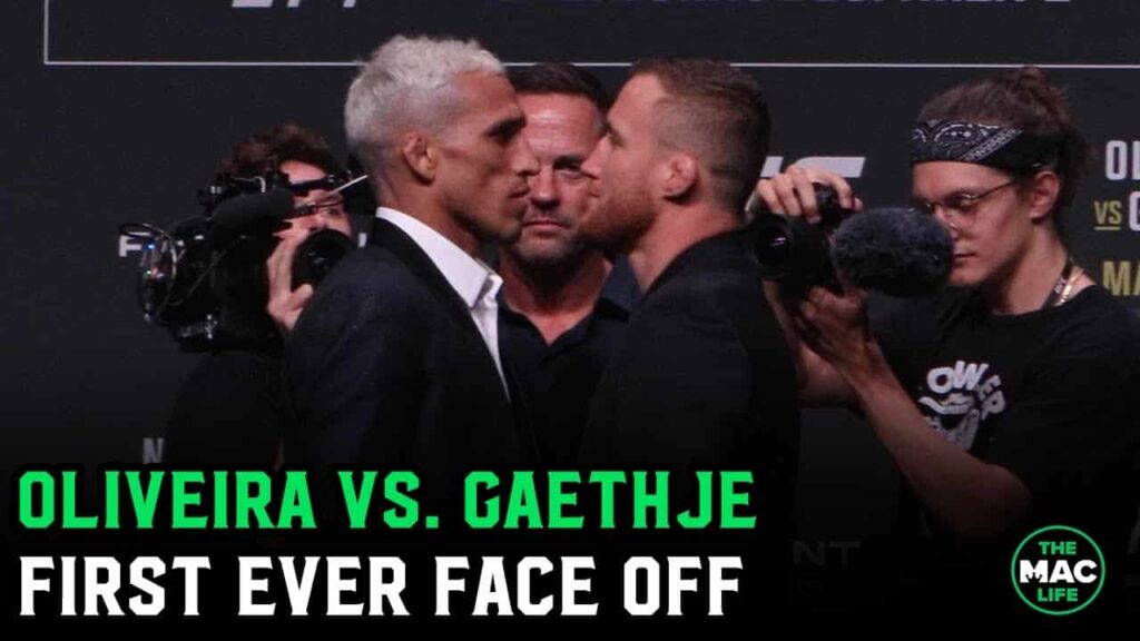 Charles Oliveira vs. Justin Gaethje First Face Off | UFC 274 Press Conference