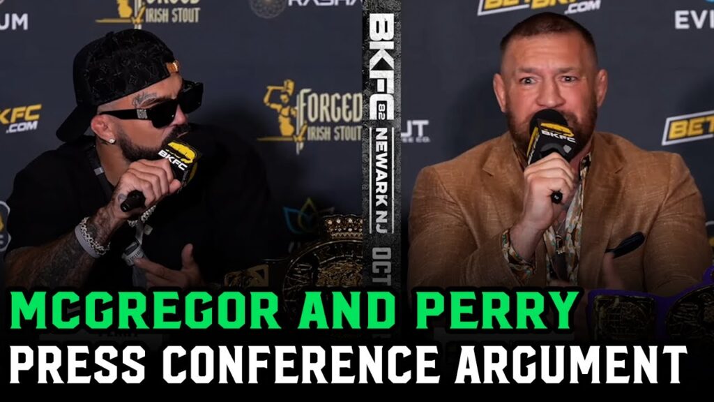 Conor McGregor and Mike Perry go at it: “You’re f****g nothing!” | BKFC Press Conference