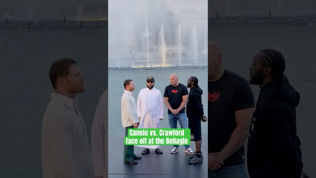 Dana White faces off Canelo vs. Crawford at Bellagio Fountains #canelo