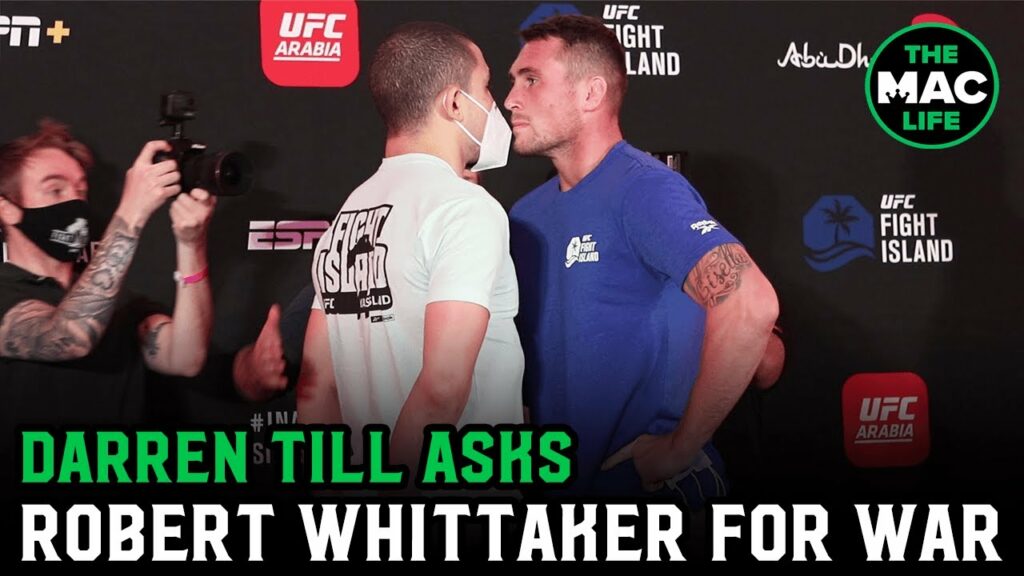 Darren Till asks Robert Whittaker “War? War?” at tense face off | UFC Fight Island 3