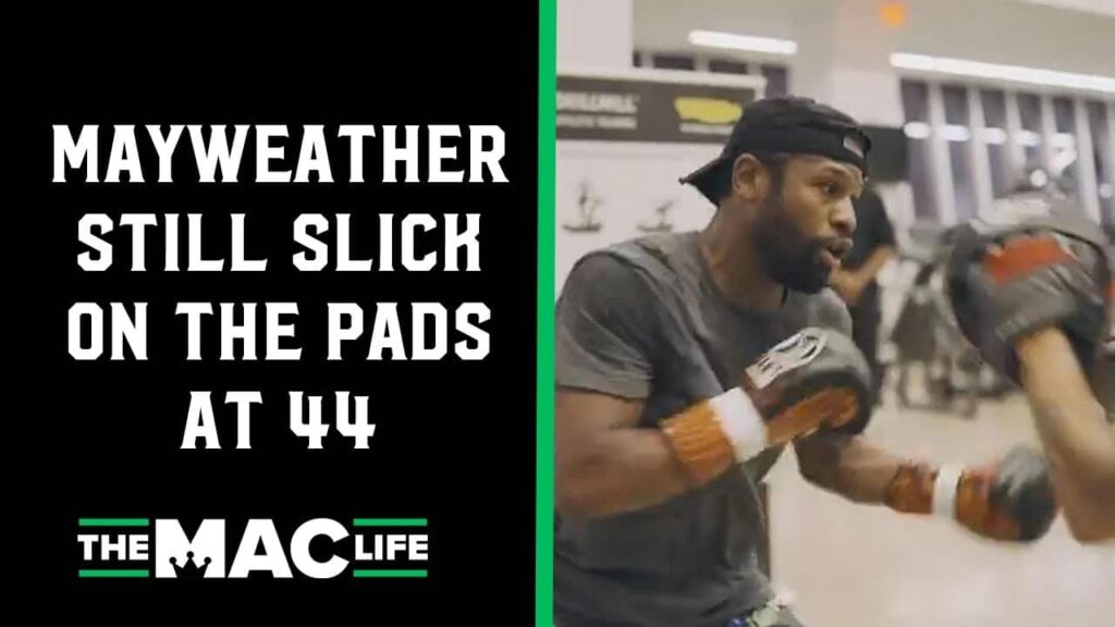 Floyd Mayweather still slick on the pads at 44 years old