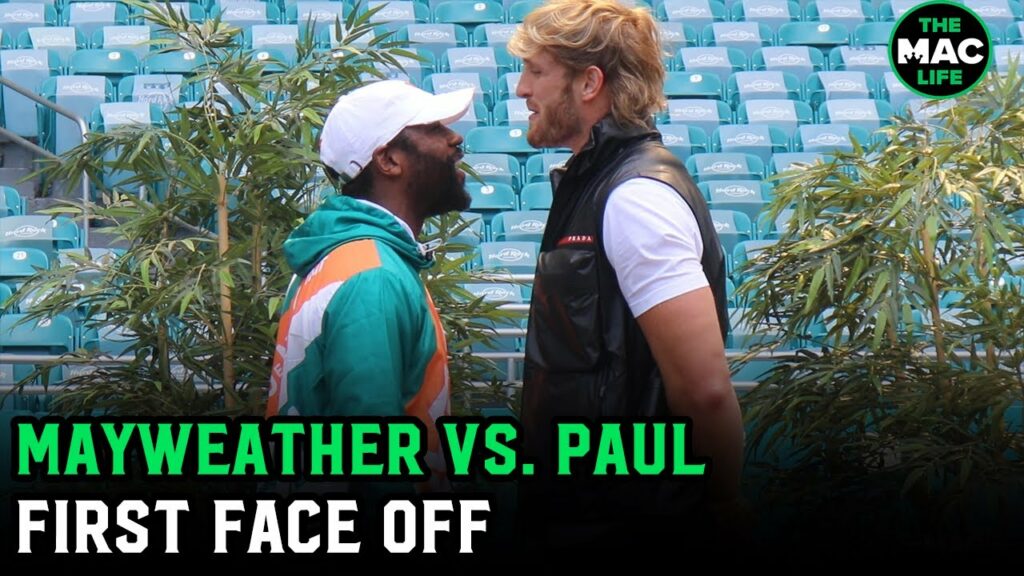 Floyd Mayweather vs. Logan Paul First Face Off in Hard Rock Stadium