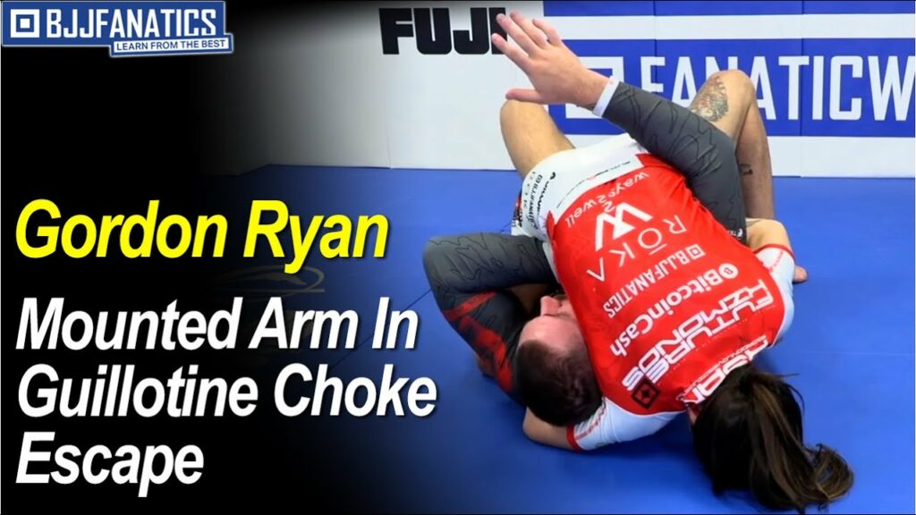 How to Escape Mounted Arm In Guillotine Choke by Gordon Ryan