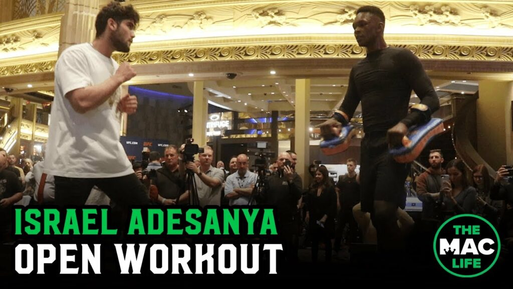 Israel Adesanya challenges fans to 'kick off' at UFC 248 Open Workouts