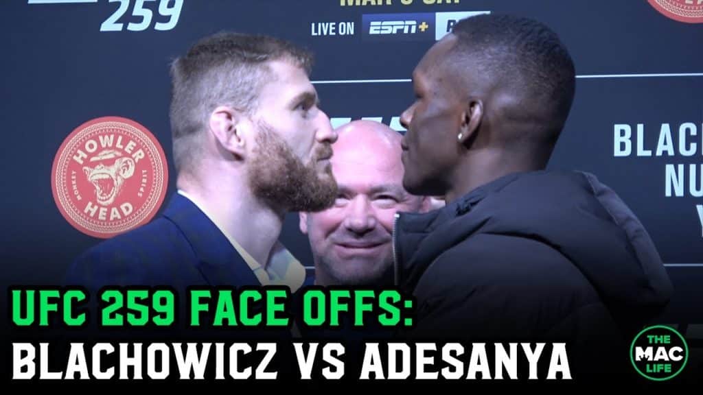 Israel Adesanya vs. Jan Blachowicz Face Offs | UFC 259 Press Conference