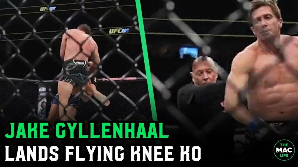 Jake Gyllenhaal lands flying knee KO at UFC 285