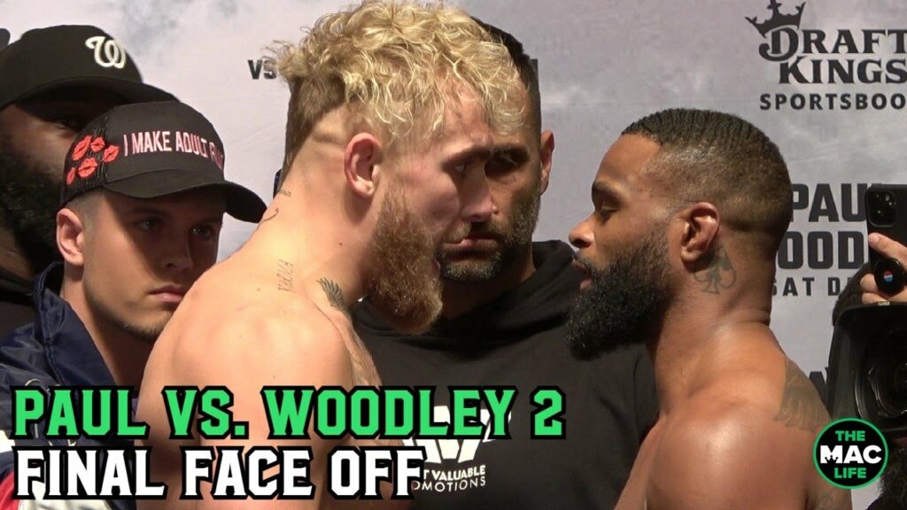 Jake Paul tells Tyron Woodley he's "f*****g him up" in intense staredown