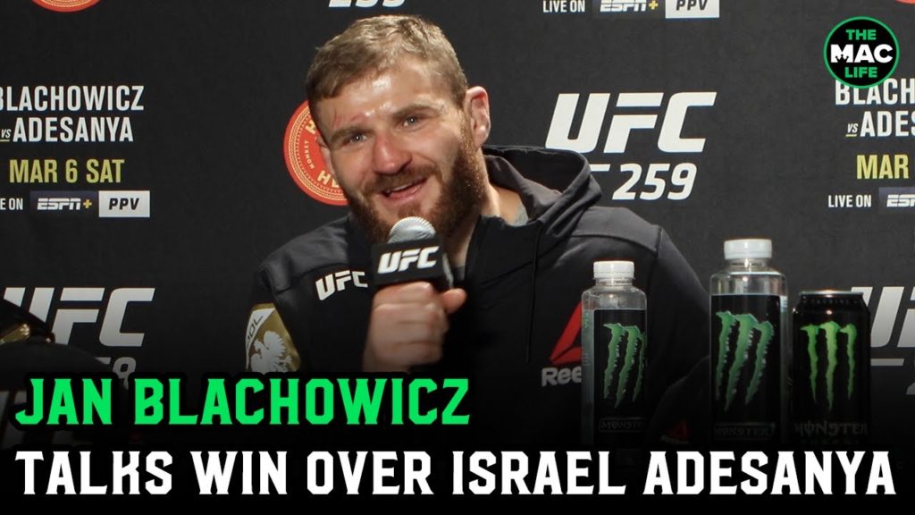 Jan Blachowicz reacts to win over Israel Adesanya at UFC 259