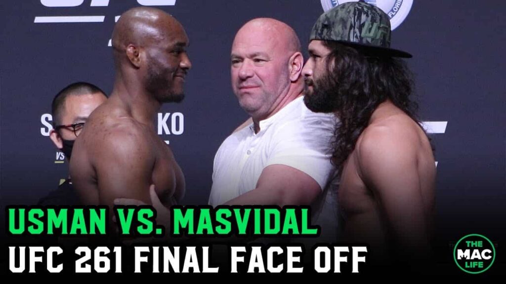 Jorge Masvidal promises to "knock this motherf****r out" to Kamaru Usman at UFC 261 Final Face Off