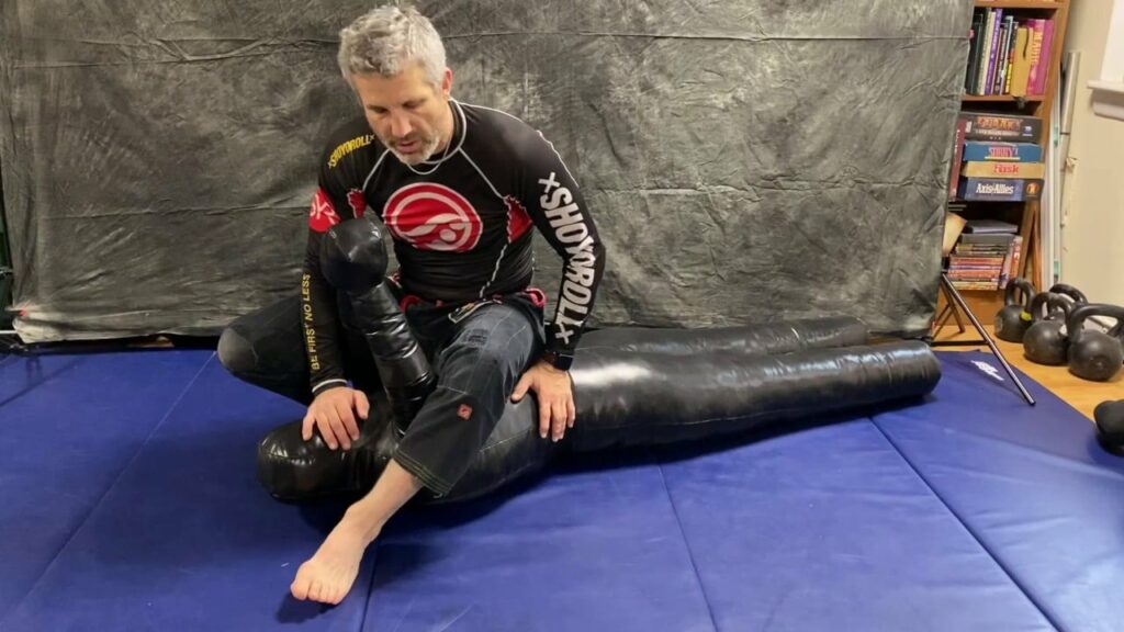 Juji gatame from the Top Mount for BJJ Solo Training with a Dummy