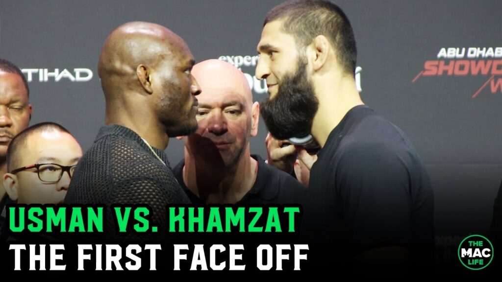 Kamaru Usman vs. Khamzat Chimaev intense Face Off