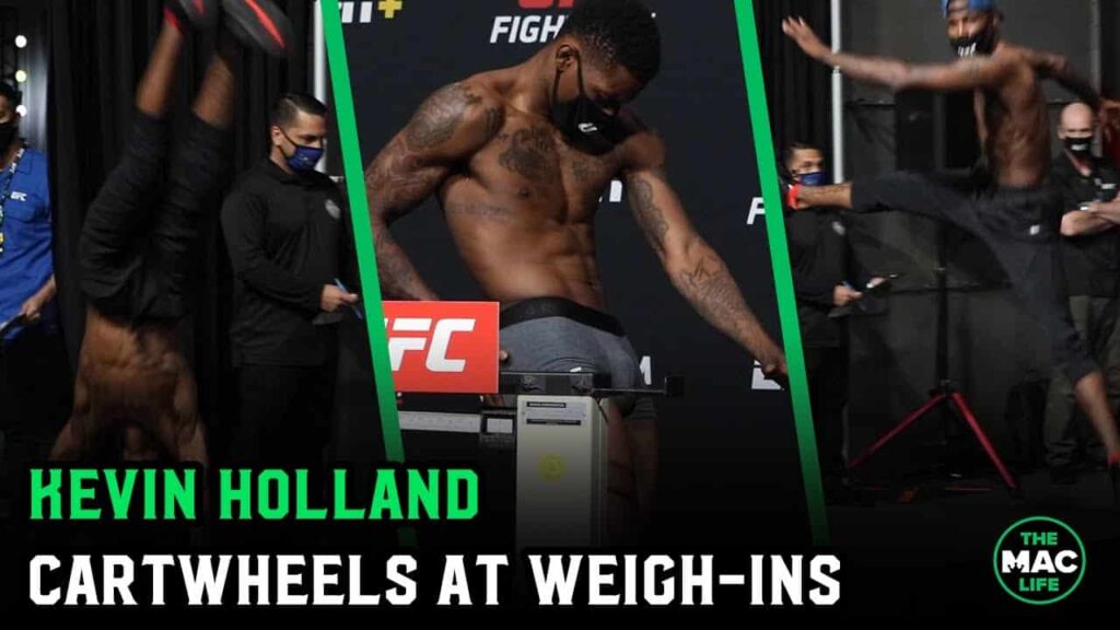 Kevin Holland cartwheels, thrusts and laughs at UFC Vegas 22 Official Weigh-Ins