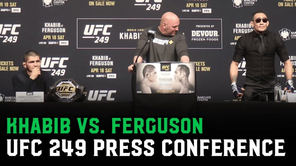 Khabib Nurmagomedov and Tony Ferguson argue about street fighting | UFC 249 Press Conference (Full)