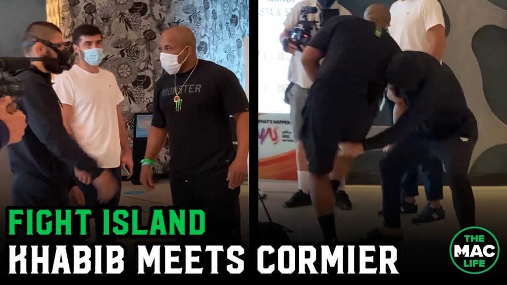 Khabib Nurmagomedov meets (and wrestles) Daniel Cormier on Fight Island ahead of UFC 254