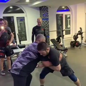 Khabib Nurmagomedov training with his father