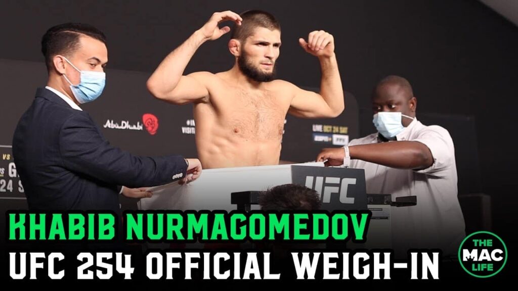 Khabib Nurmagomedov uses towel to weigh-in first for UFC 254