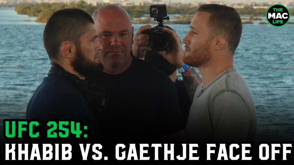 Khabib Nurmagomedov vs. Justin Gaethje UFC 254 Beach Face Off; Gaehtje hands back interim title
