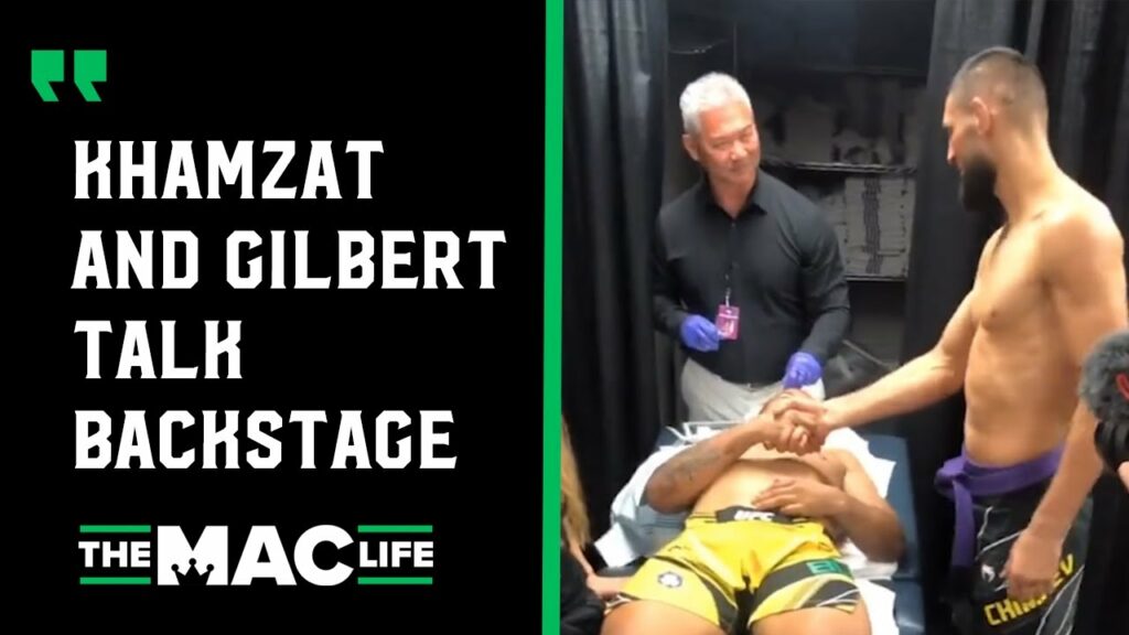 Khamzat Chimaev and Gilbert Burns talk backstage: "Respect brother"