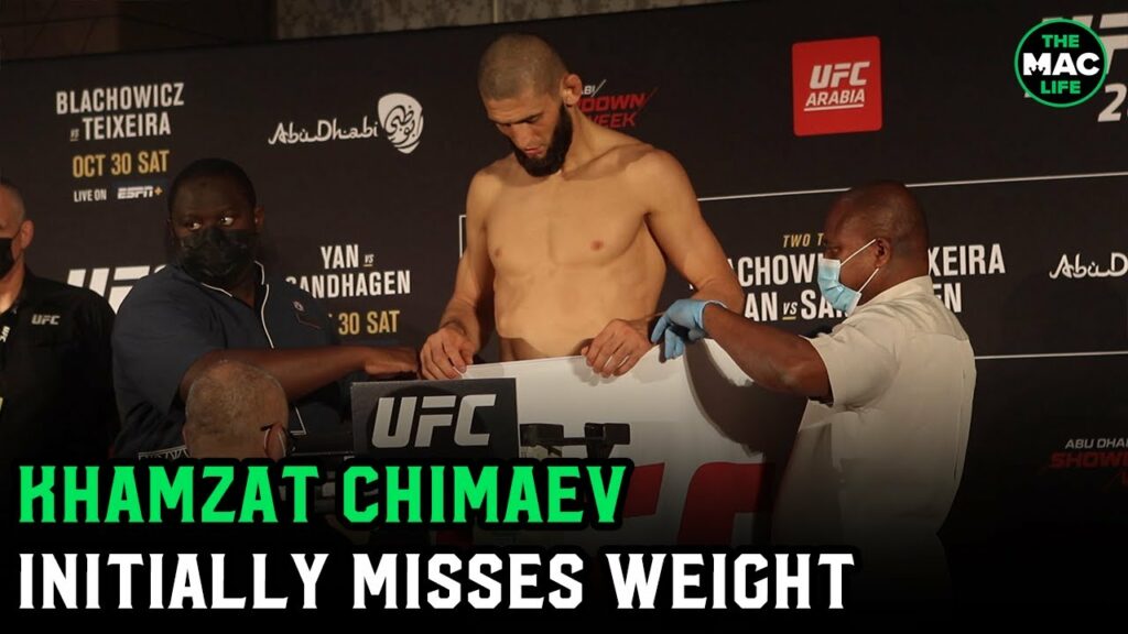 Khamzat Chimaev initially misses weight at UFC 267; Has an hour to make weight