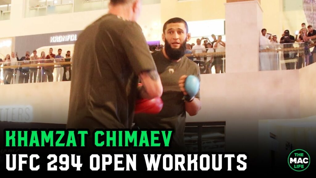 Khamzat Chimaev shows off improved hand speed at UFC 294 Open Workout