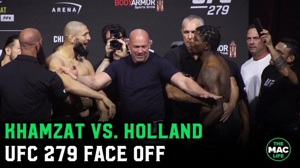 Khamzat Chimaev vs. Kevin Holland Final Face Off | UFC 279 Ceremonial Weigh-Ins