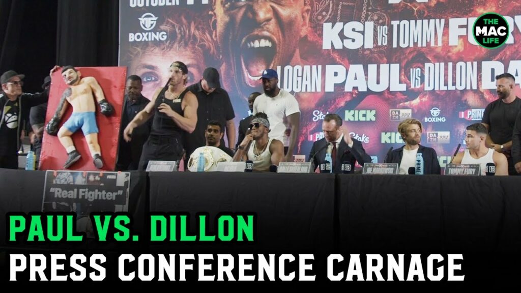 Logan Paul vs. Dillon Danis & KSI vs. Tommy Fury - Carnage at Full Press Conference