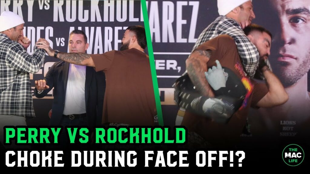 Luke Rockhold puts Mike Perry in Choke during fired up face off!