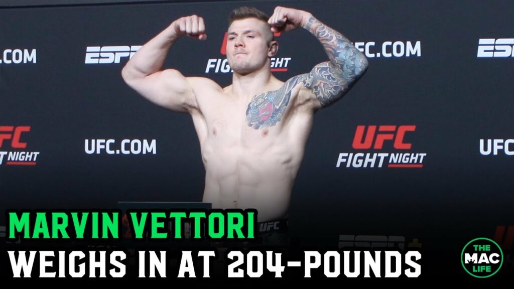 Marvin Vettori weighs in at 204-pounds for Paulo Costa fight