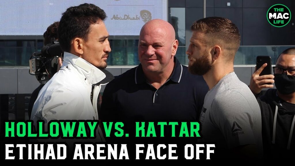 Max Holloway vs. Calvin Kattar Face Off in front of new Etihad Arena
