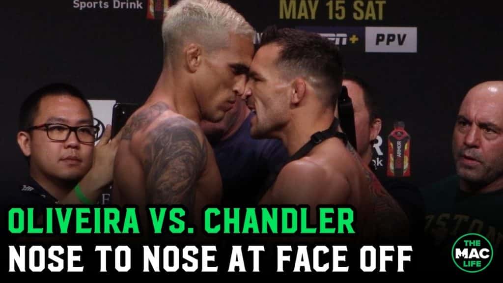 Michael Chandler and Charles Oliveira go nose to nose in UFC 262 Final Face Off