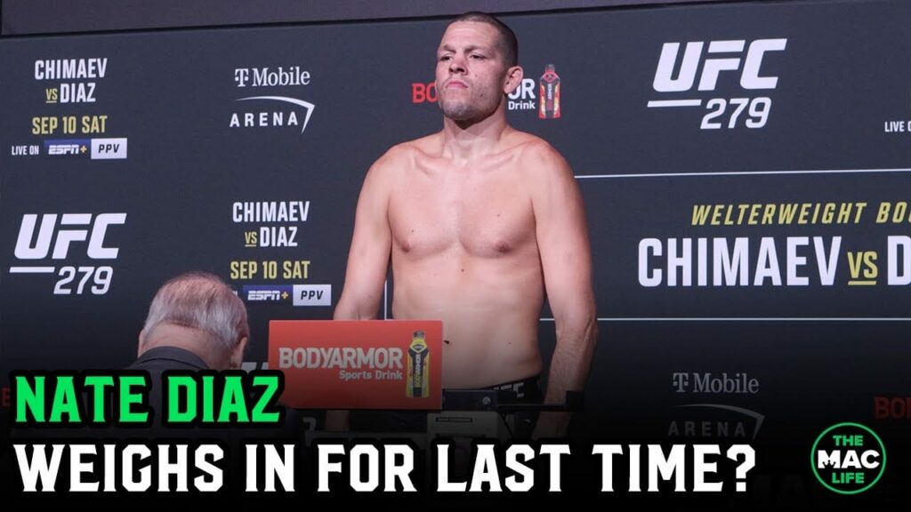 Nate Diaz weighs in for final UFC fight at UFC 279 Official Weigh-Ins