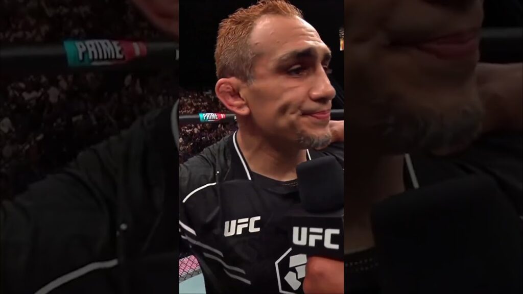 One glove in the Octagon & one going home. Will we see Tony Ferguson fight again? π€ #UFCabudhabi