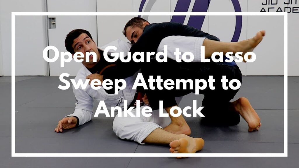 Open Guard to Lasso Sweep Attempt to Ankle Lock
