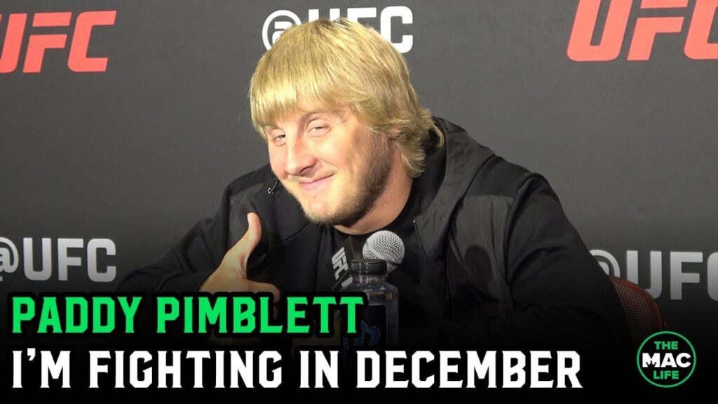 Paddy Pimblett: 'I'm about 200 pounds right now'; Aims to fight in December