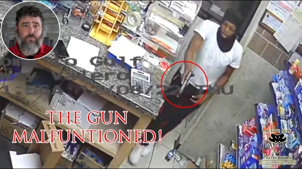 Perp's Gun Malfunctions While Robbing Shop