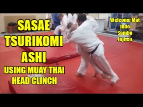 SASAE TSURIKOMI ASHI USING MUAY THAI HEAD CLINCH  Posted by Viewer's Request