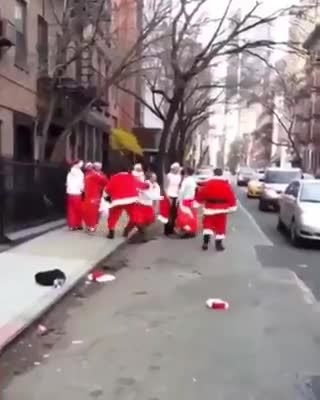 Santa brawl. The Christmas spirit is strong!