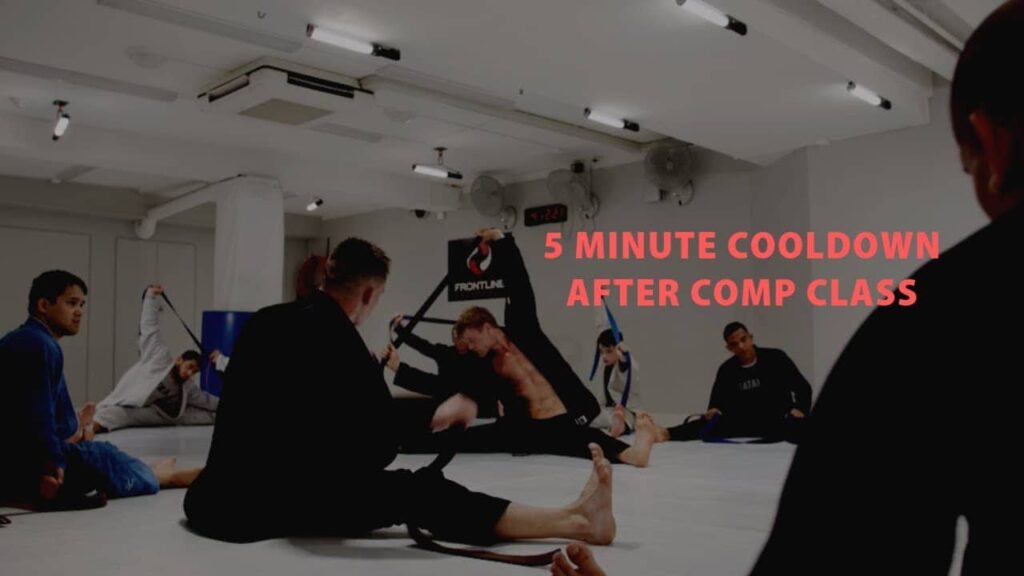 Sebastian leads a post bjj cooldown at Frontline
