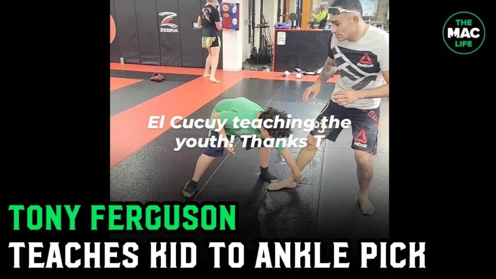 Tony Ferguson teaches kid how to ankle pick after joining JacksonWink MMA