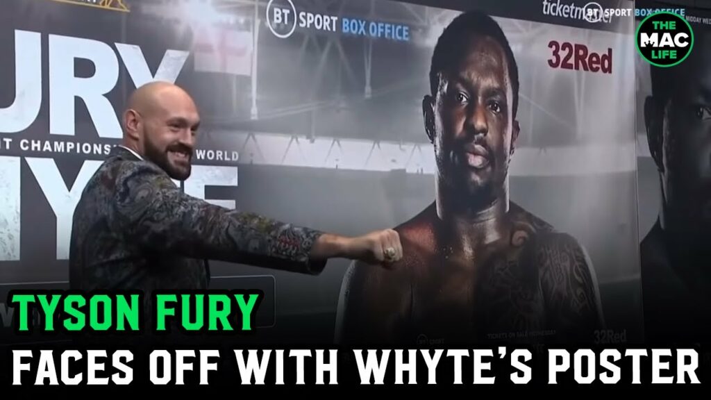 Tyson Fury faces off with Dillian Whyte poster: "Come on. Step forward Mush"