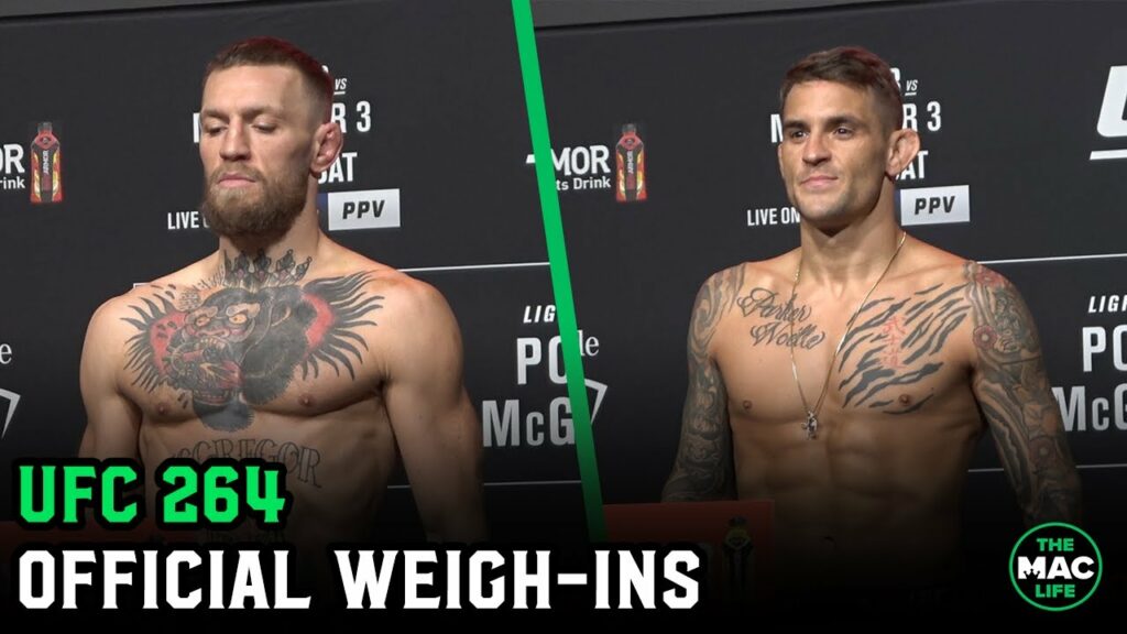 UFC 264 McGregor vs Poirier Official Weigh-Ins: Main Card