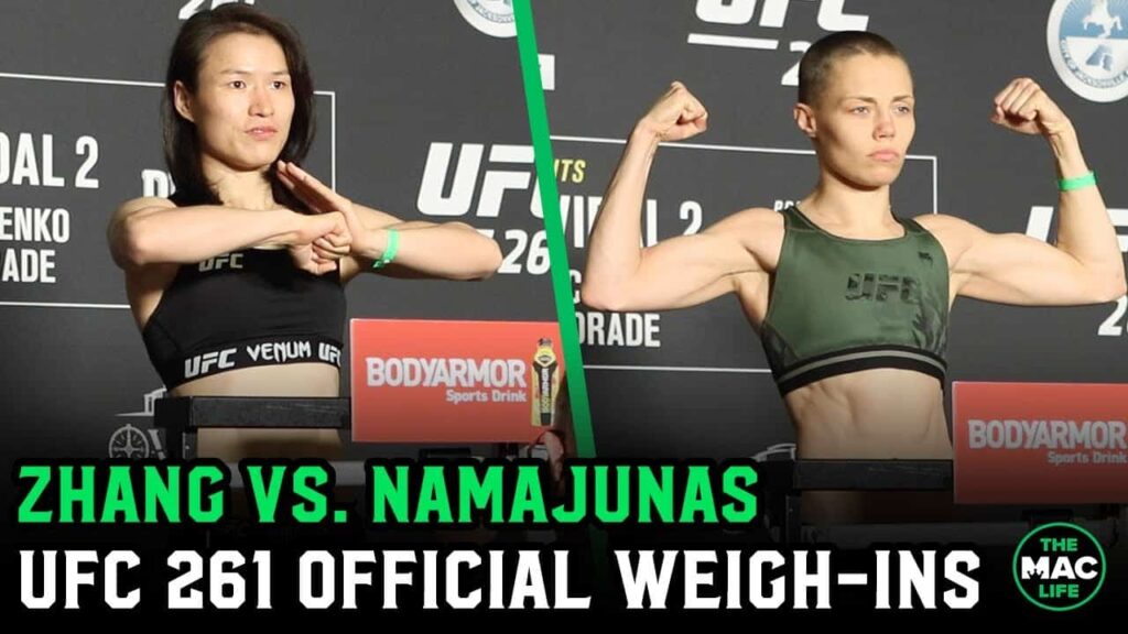 Weili Zhang and Rose Namajunas both hit 114.5-pounds at UFC 261 Official Weigh-Ins